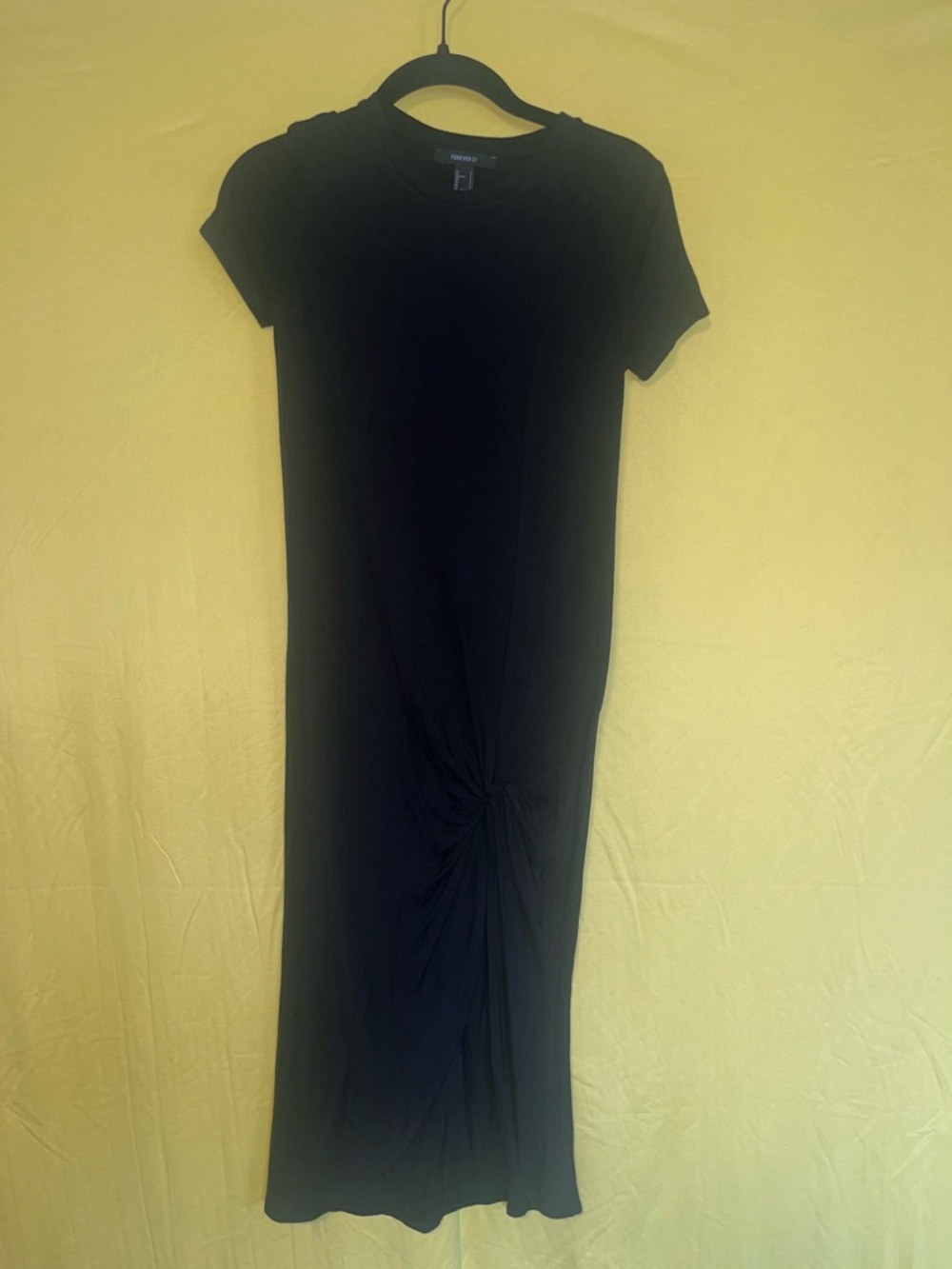 Forever 21 Black Short Sleeve Maxi Dress with Front Knot